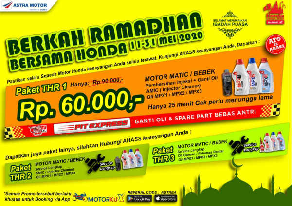  Berkah Ramadhan, Ada Paket THR Service Motor Honda di AHASS