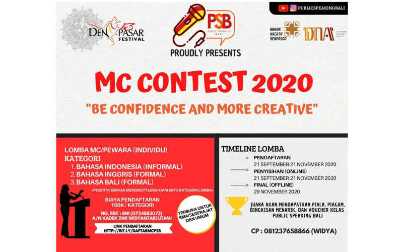  Public Speaking Bali Gelar Kegiatan MC Contest 2020