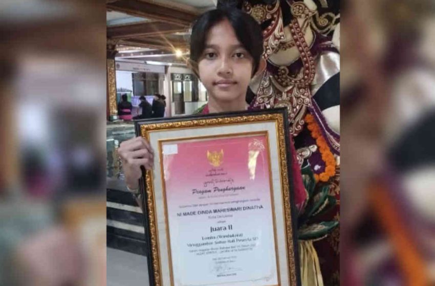  Dinda Maheswari Dinatha Raih Juara II Lomba Menggambar Kegiatan Bulan Bahasa Bali ke VII Tahun 2025