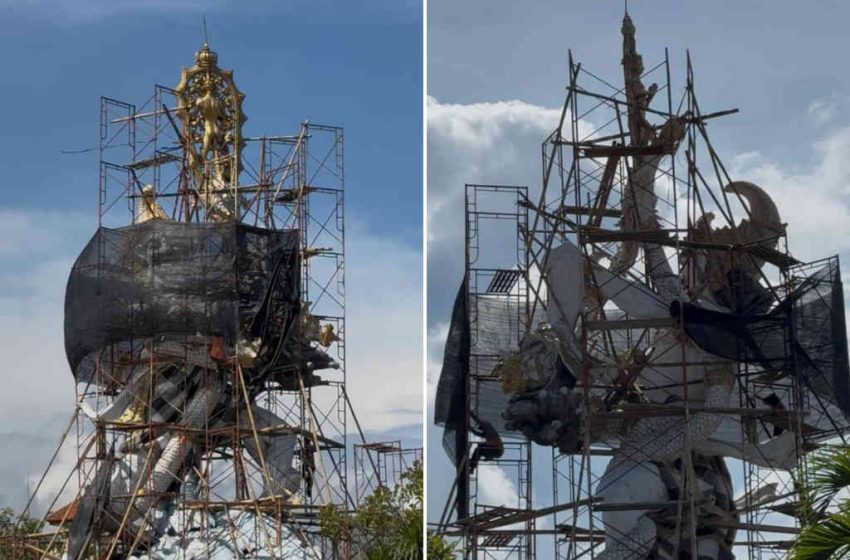 Perbaikan Patung Dewa Ruci di Simpang Kuta Mulai Dikerjakan