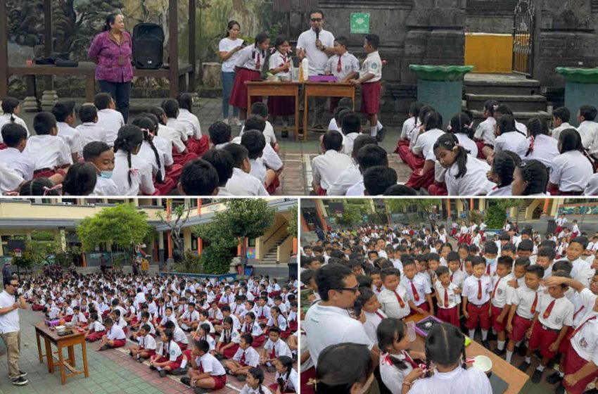 Laksana Becik Ajarkan Siswa SD No. 11 Jimbaran Olah Minyak Jelantah Jadi Lilin