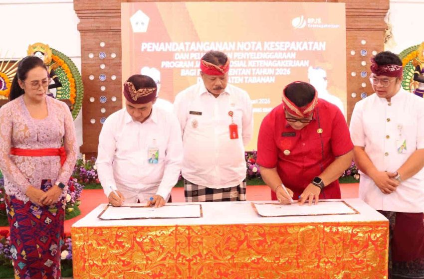  Bupati Sanjaya Launching Jaminan Sosial Ketenagakerjaan bagi 6.650 Pekerja Rentan